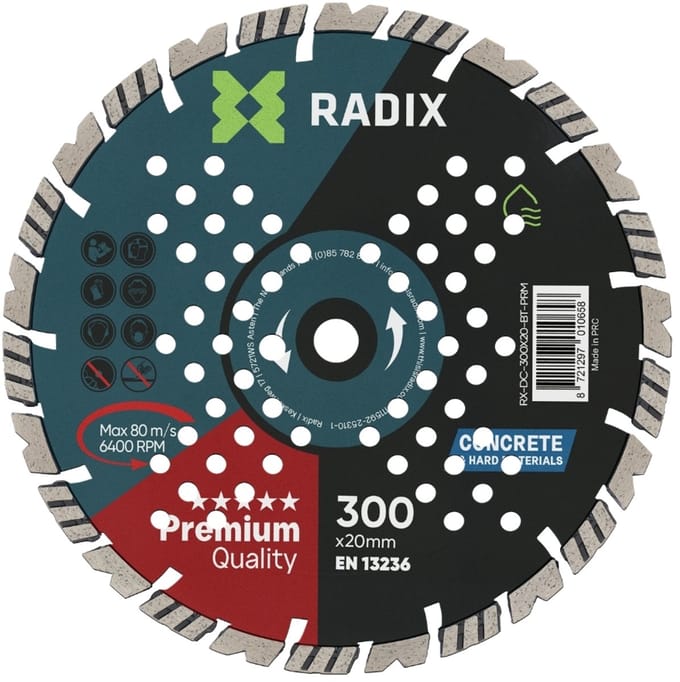 Radix - Diamantschijf voor beton - 300 x 20 mm - Premium