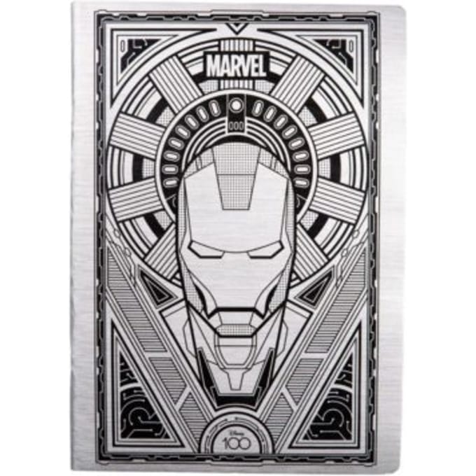 Disney 100 black collection iron man - schrift a5 60 pagina's, ruitjes
