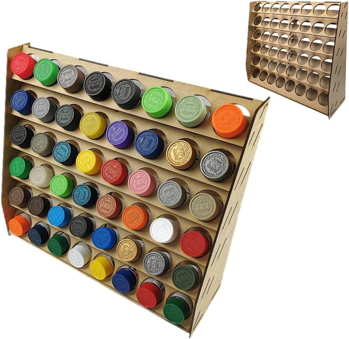 48 Hole Verforganizer Wooden Stand for Model Making 41 mm Wall Mounted Craft Rack - ShopVlot