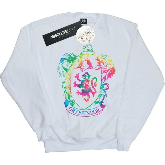Harry Potter Meisjes Gryffindor Crest Tie Dye Ingevuld Sweatshirt (Wit)
