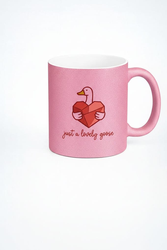 Roze Mok 'Just a lovely goose' met Liefdevolle Gans en Hart | Uniek & Romantisch Cadeau
