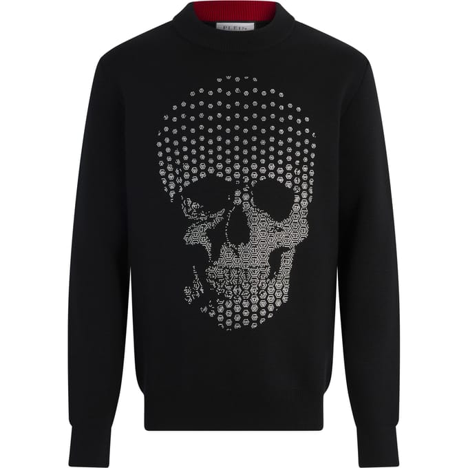 Round Neck Pullover Degrade Skull Strass Skull Strass