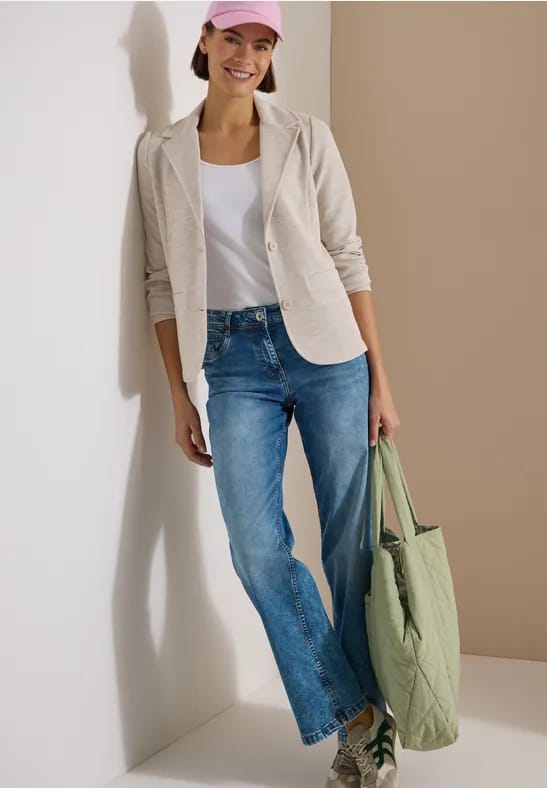 Blazer met structuur in effen kleur