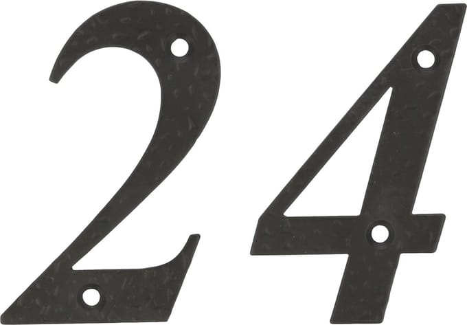 AMIG Huisnummer 24 - massief gesmeed staal - 10cm - incl. bijpassende schroeven - zwart