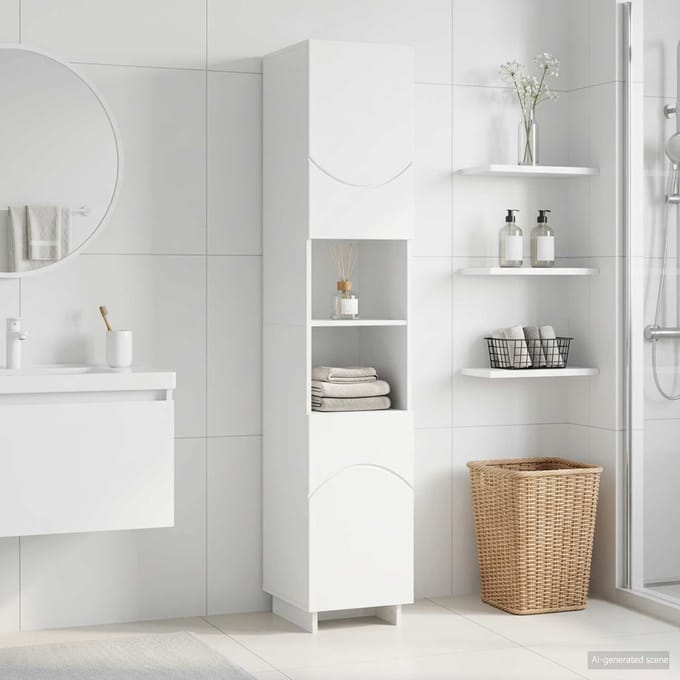 vidaXL - Badkamerkast - Wit - 36.5 - x - 38 - x - 180 - cm - Bewerkt - hout