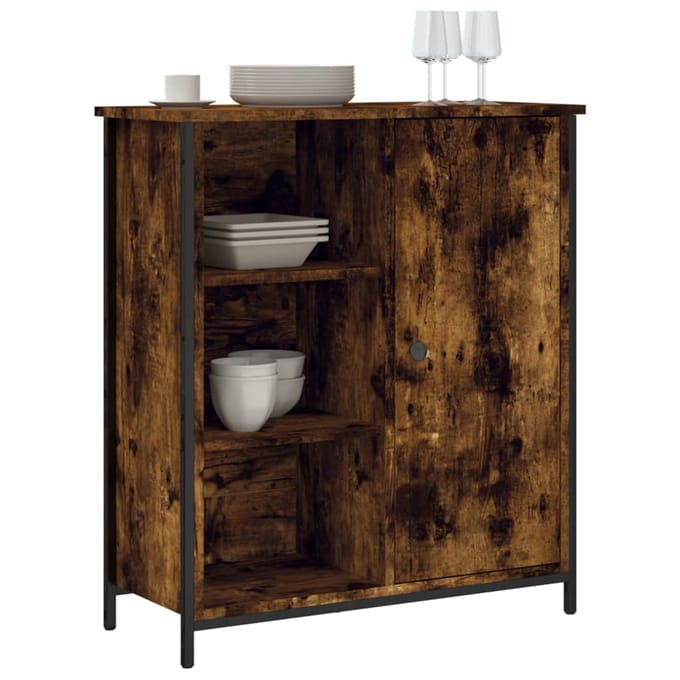 vidaXL - Dressoir - 70x30x80 - cm - bewerkt - hout - gerookt - eikenkleurig