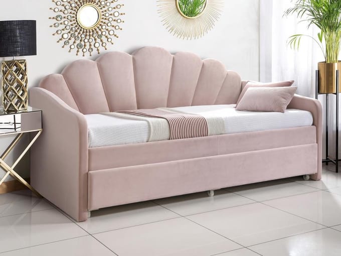 Vente-unique Bedbankje fluweel roze 90 x 190 cm