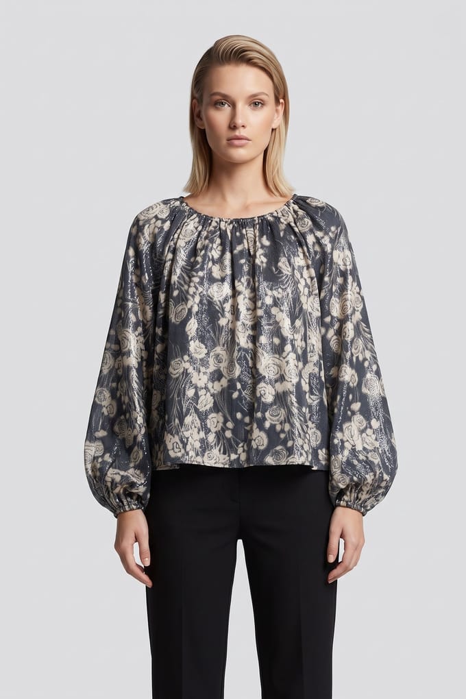ARKET Hebe Aop Metallic Lurex Blue Größe: 38 | Longsleeves Outlet | Damen | Blau