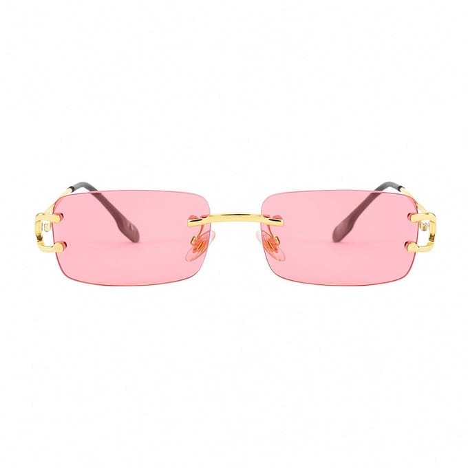 PBLIQ® Zonnebril Randloos - Heren - Dames - Rose - Goud