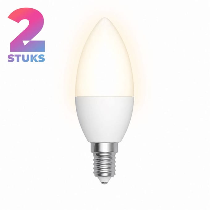 2x Kaarslamp Led-lamp E14 - 5W - Warm Wit Licht (2700K) - 470 lm - 25 jaar - Dimbaar