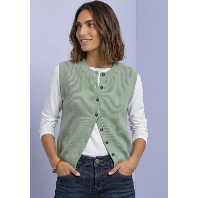 Gebreid vest met ronde hals en knoopsluiting
