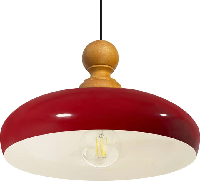 Bamyum Hanglamp Androa Plafondlamp Ø40 cm Rood Lamp 1-Lichts Houten Plafondlamp