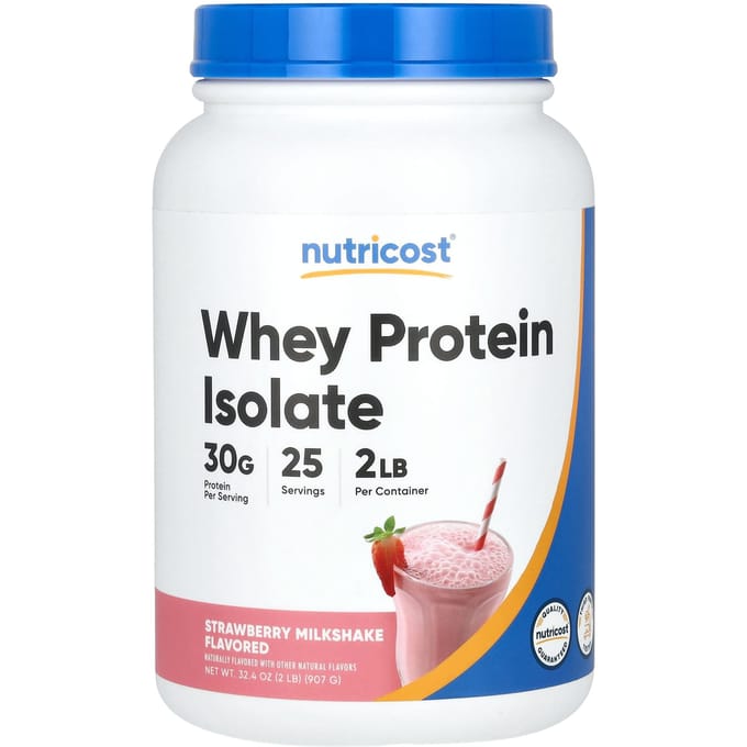 Nutricost, Isolat de Protéine de Whey, Milk-shake à la Fraise, 907 g (2 lb)