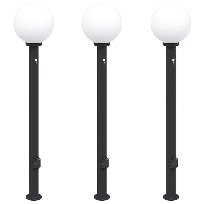 vidaXL Bolderverlichting met sensor en stopcontact 3 stuks 120cm zwart