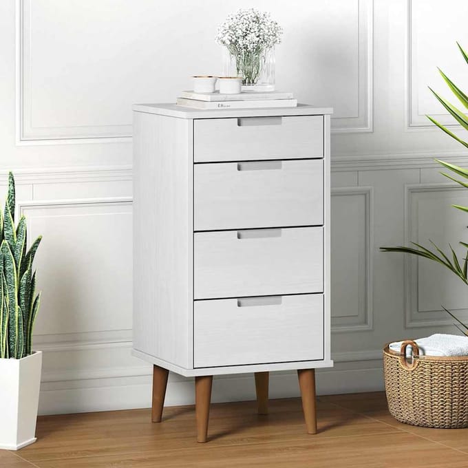 vidaXL - Ladekast - MOLDE - 40x35x82 - cm - massief - grenenhout - wit