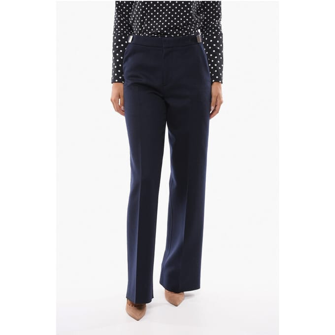 Regular Fit Wollen Broek in Blauw
