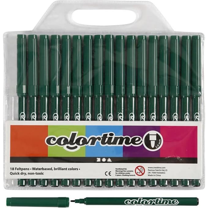 Colortime Stiften Lijndikte 2 Mm Donkergroen 18 Stuks