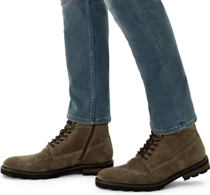 Manfield - Heren - Taupe suède veterboots - Maat 45