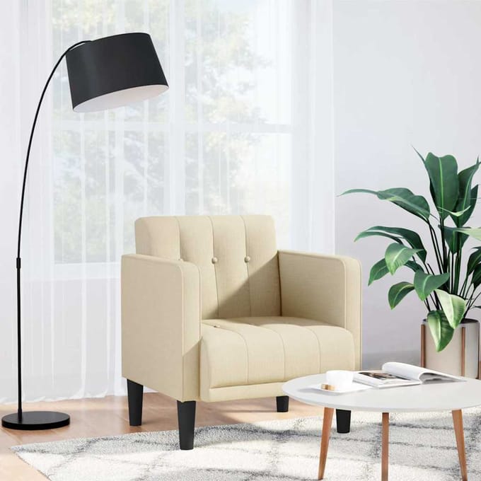 vidaXL - Fauteuil - met - armleuningen - Crème - 53 - cm - Stof