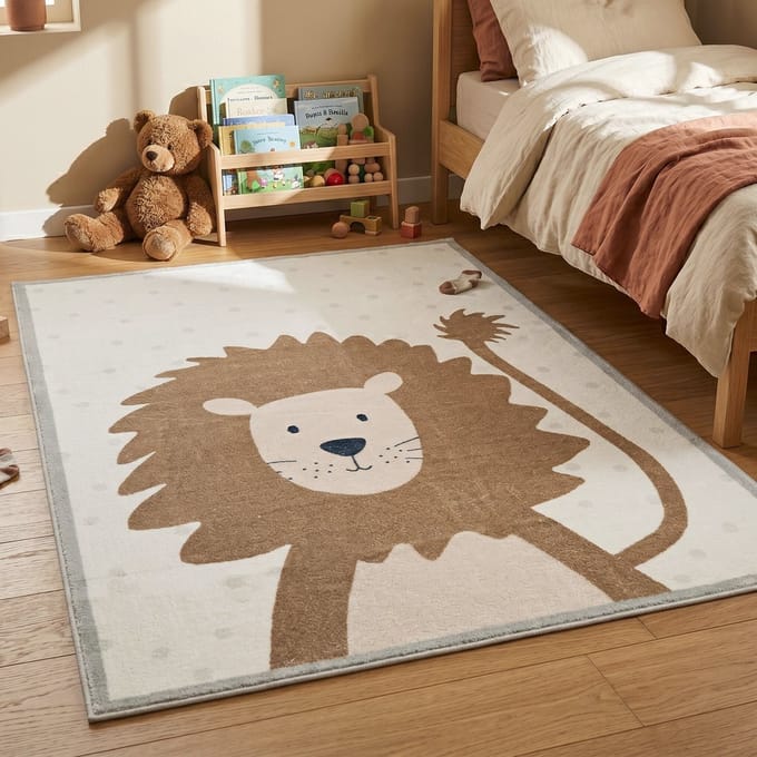 Little Olly Wasbaar kindervloerkleed - Simba Lion Bruin - 80x150cm