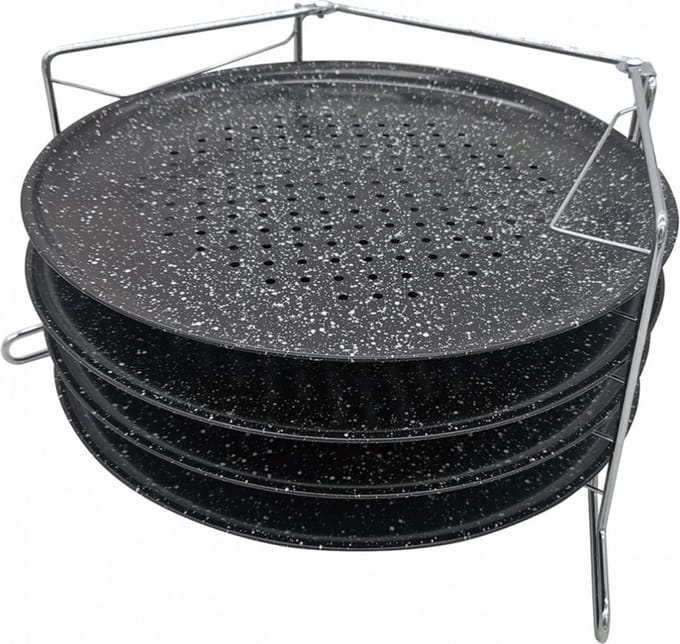 Kinghoff pizza rek voor in de oven - Voor 4 pizza's tegelijk - rvs  - 32 cm