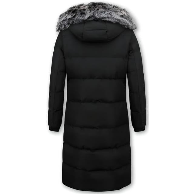 Puffer Jacket Dames Lang met Capuchon - Zwart
