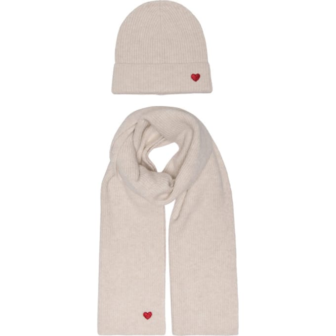 Only Onlavery life scarf and beanie set cc cloud dancer