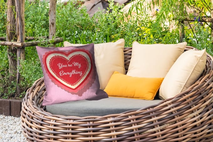 Buitenkussen - Liefde - Hart - Valentijn - 45x45 cm - Weerbestendig
