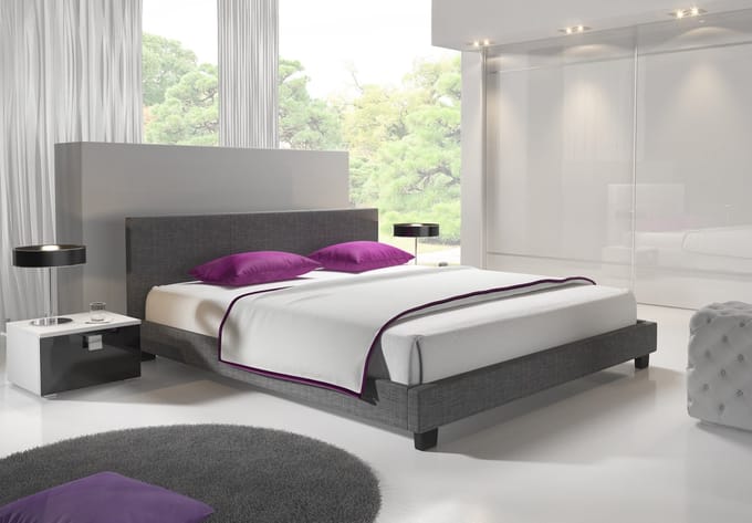 Meubella - Tweepersoonsbed George - Grijs - Stof - 160x200 cm