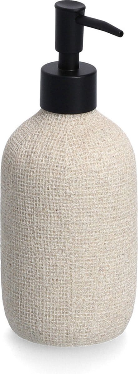 Zeller Zeeppompje/dispenser - kunststeen - beige - 20 cm - Natural jute look