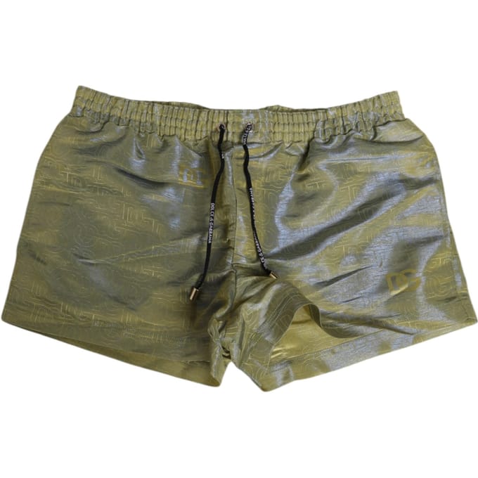 Dolce & Gabbana Groene Polyester Metalen Logo Print Heren Zwemkleding