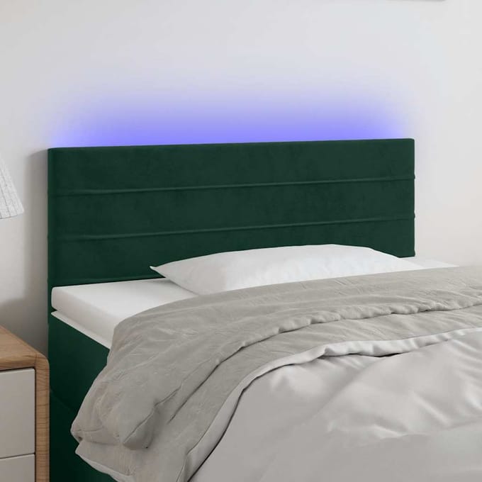 vidaXL - Hoofdbord - LED - 100x5x78/88 - cm - fluweel - donkergroen