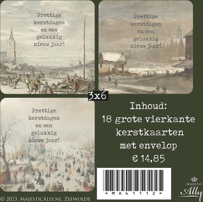Voordeelpakje 18 vierkante kerstkaarten - Oude meesters - MajesticAlly