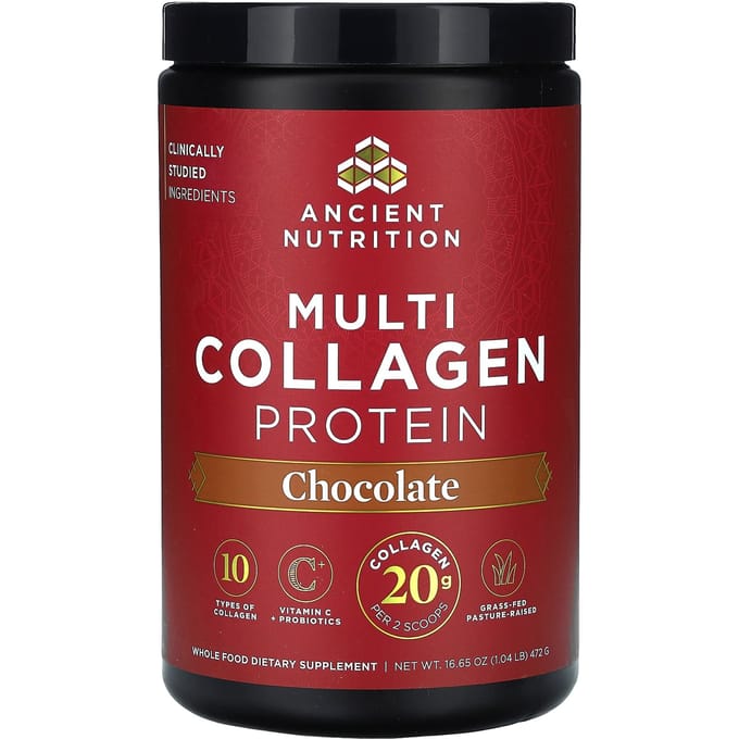 Ancient Nutrition, Protéine multi-collagène, chocolat, 1,04 lb (472 g)