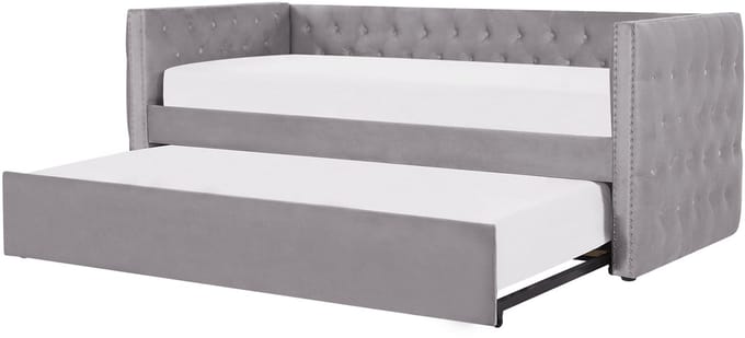 GASSIN - Onderschuifbed - Grijs - 90 x 200 cm - Fluweel