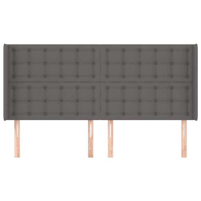 vidaXL - Hoofdbord - met - randen - 203x16x118/128 - cm - kunstleer - grijs