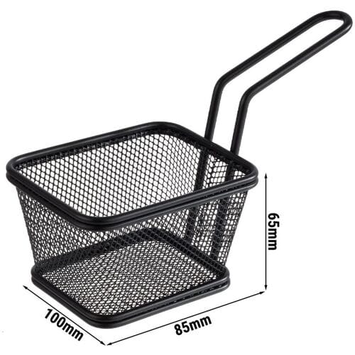 GGM Gastro (6 Stück) Servier Frittierkorb - SNACKHOLDER - Edelstahl - 100x85mm - Schwarz