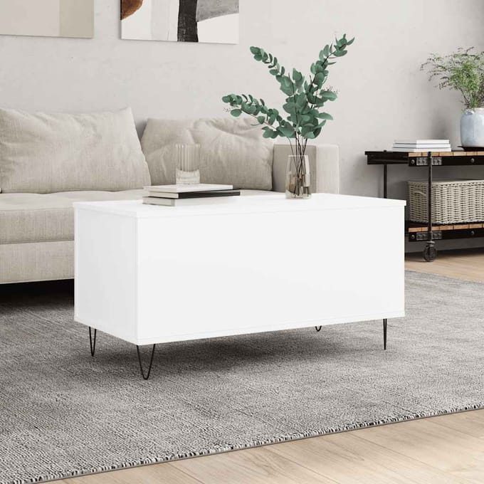 Vidaxl Salontafel, Wit 90X44,5X45 Cm, Materiaal Houtvezelplaat