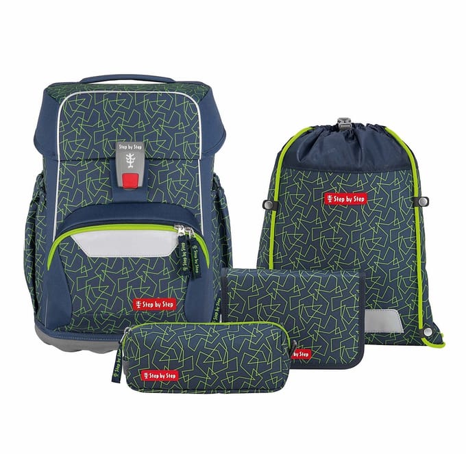 Step by Step Schooltas Basis Schulranzen-Set 4-delig Green Geometric Groene