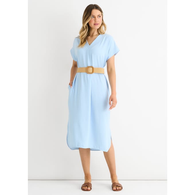 Blauwe Air Flow oversized jurk met ceintuur
