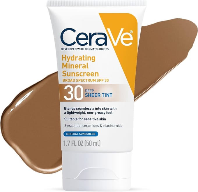 CeraVe Hydrating Mineral Sunscreen SPF 30 with Sheer Tint - Deep - 50ml