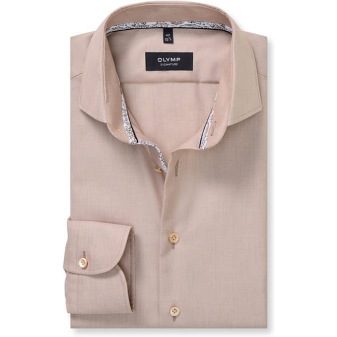 OLYMP Signature Overhemd, Tailored Fit, Signature Kent, Nougat