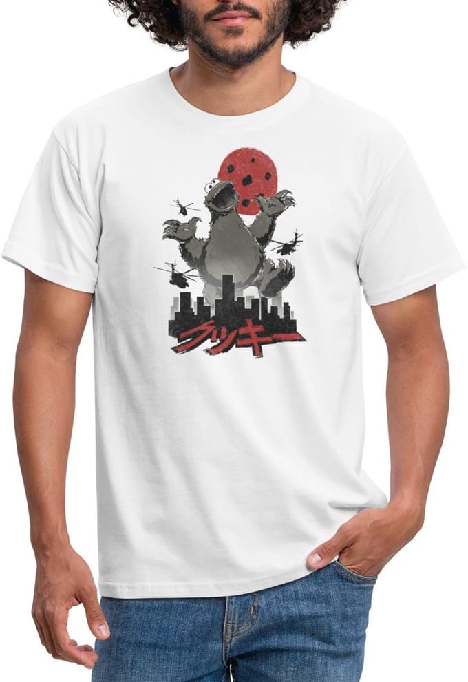 Sesamstraat Koekiemonster Cookiezilla T-Shirt Heren