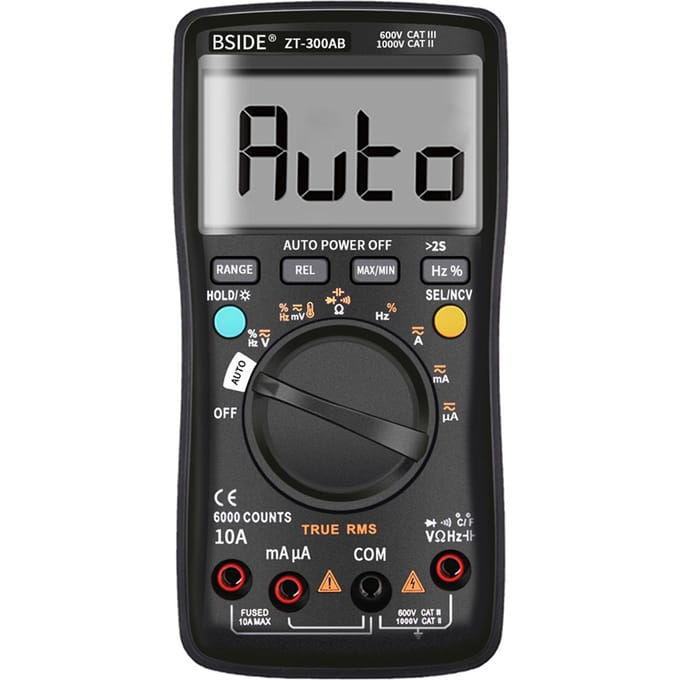 BSIDE-multimeter Automatisch/handmatig bereik Digitale universele meter 6000 tellingen LCD-scherm True RMS Smart zwart