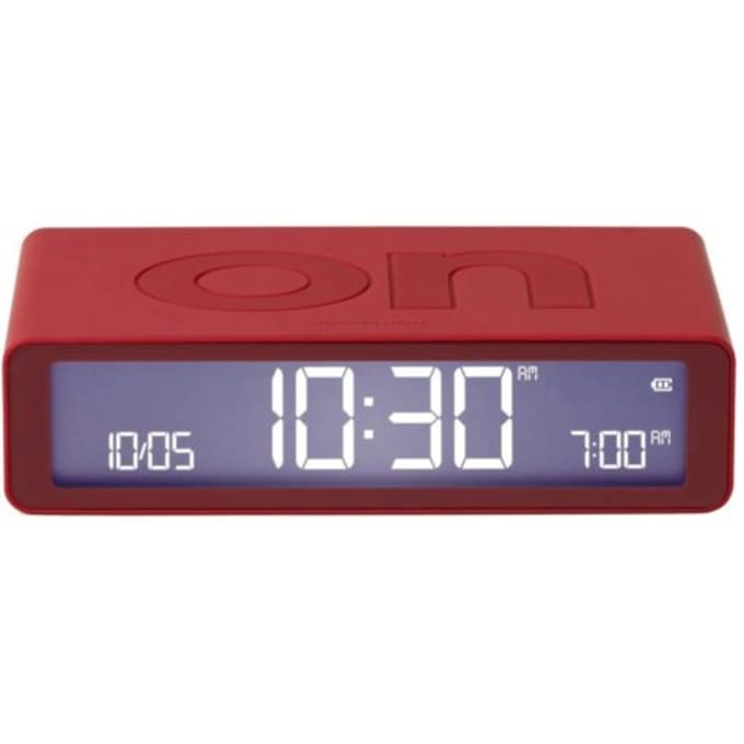 Lexon Flip Classic ON OFF omkeerbare oplaadbare Wekker - Rood