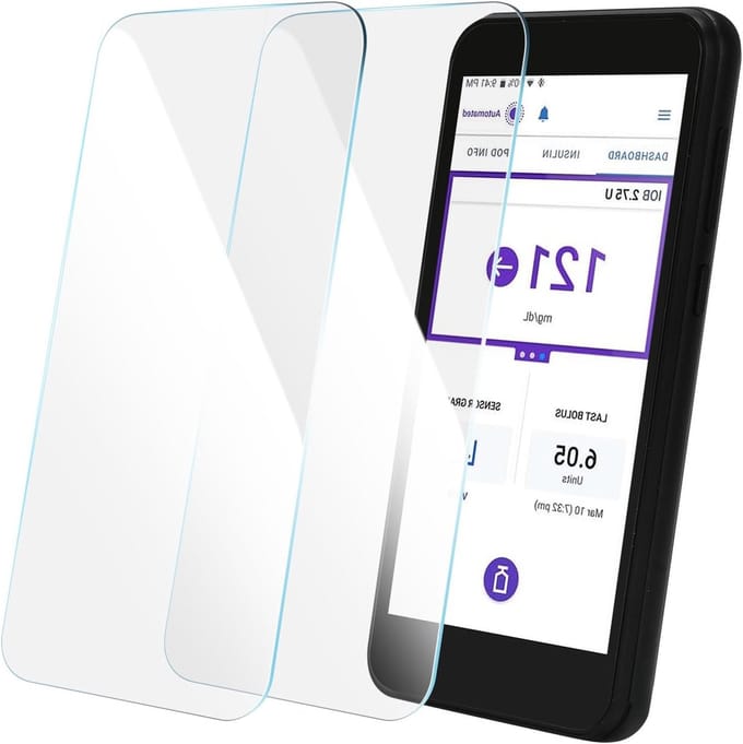 Tempered Glass Screen Protector voor Omnipod 5 Ontvanger - Krasbestendig, Vingerafdrukbestendig, 2 Stuks