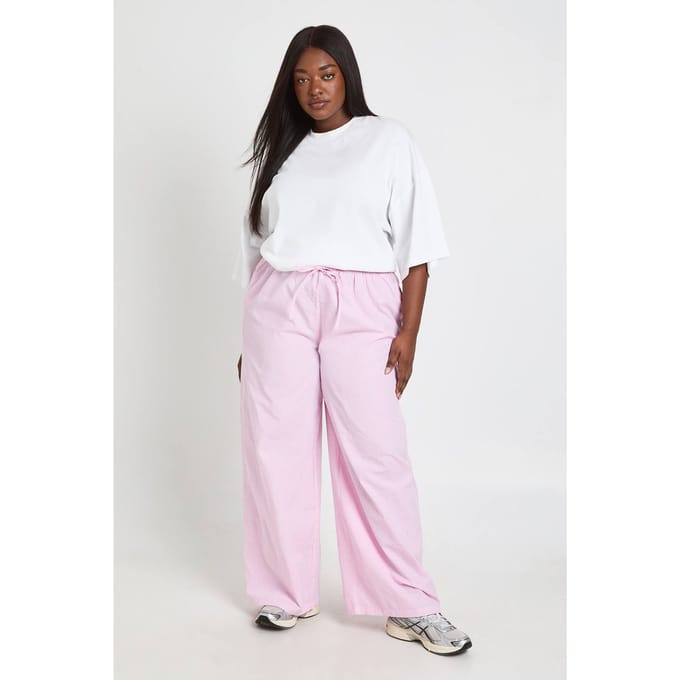 boohoo Dames Plus Krijtstreep Broek | Roze | Maat: 44