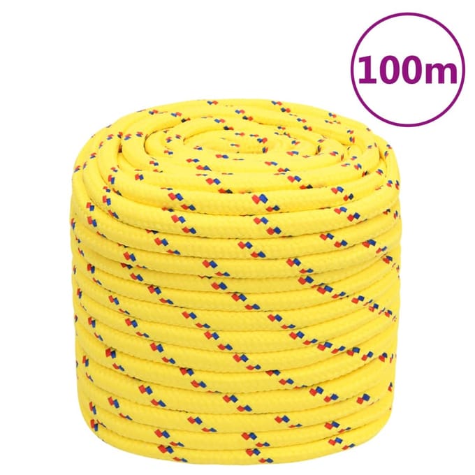 vidaXL Boottouw 18 mm 100 m polypropyleen geel