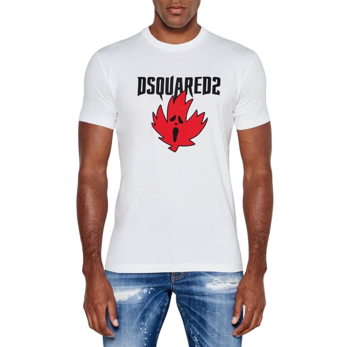 Dsquared2 Ghost Maple Leaf Cool Fit Wit T-shirt