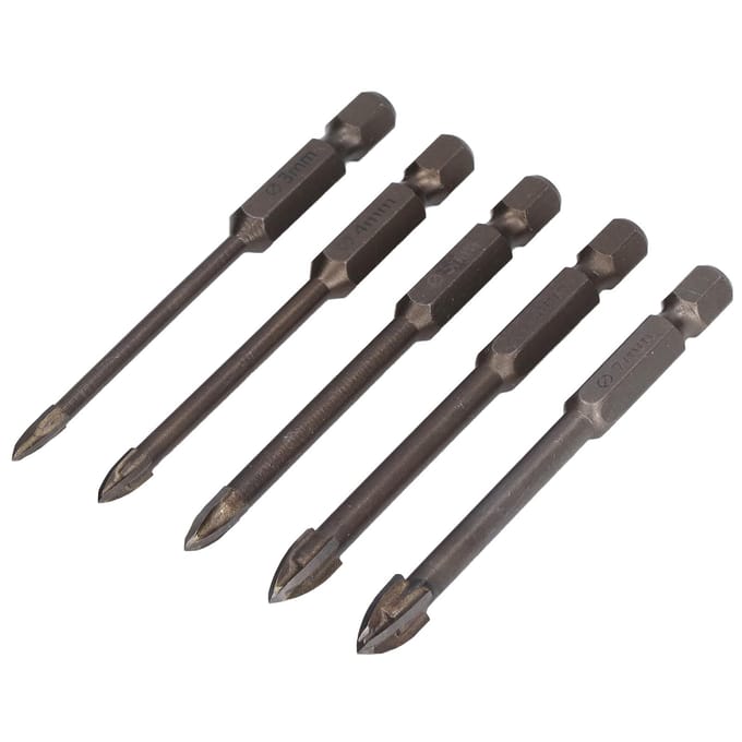 5 Stuks Kruiskop Zeskant Boor Multifunctionele Carbide Beton Gatopener voor Keramiek Graniet